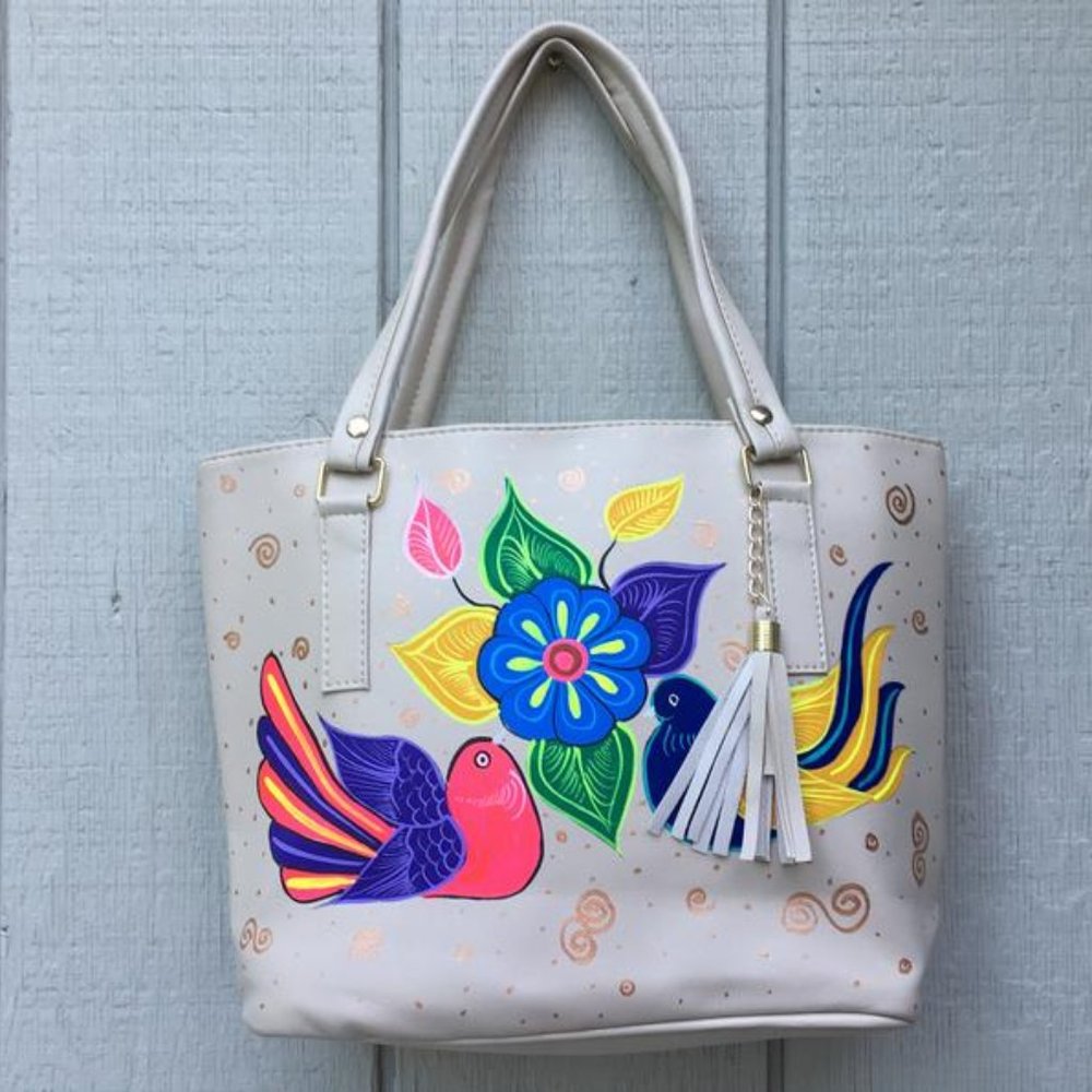 Hand Painted Mexican Tote Bag